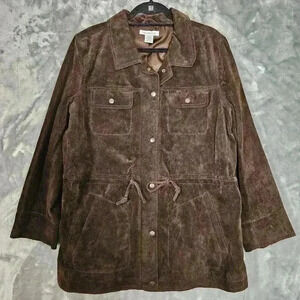 Liz Claiborne Jacket Womens XL Brown Suede Leather Western Boho NWT